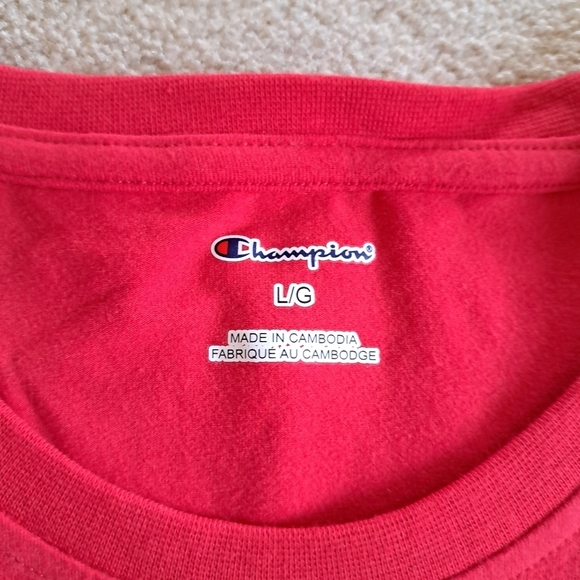 ❤️ New! Champion T-Shirt Dress Red Women's Large Cotton Blend Short Sleeve - Picture 10 of 14